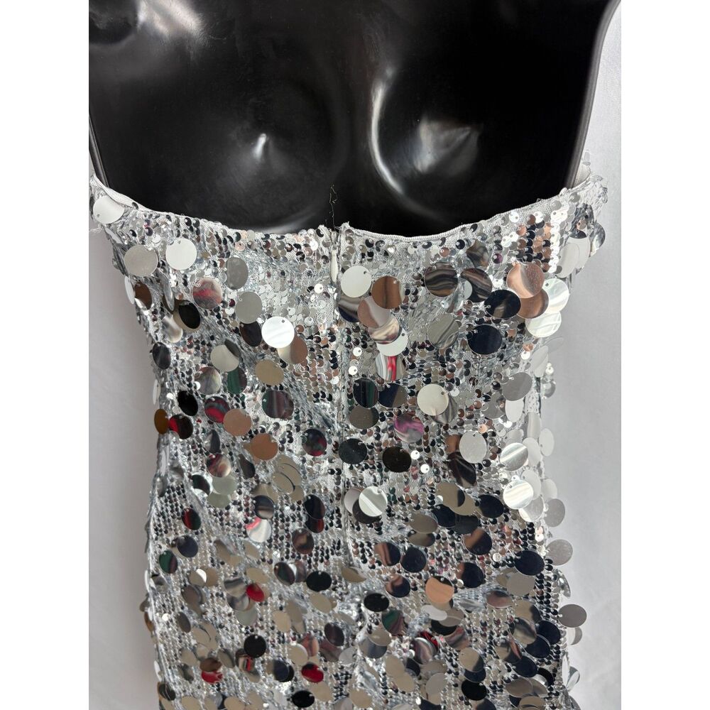 Strapless Silver Sequin Mini Dress - Picture 8 of 11